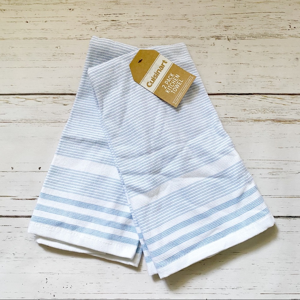 Cuisinart 2 pack blue stripe kitchen towels